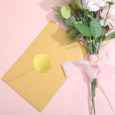 300 قطعة من الملصقات المزخرفة المصنوعة من رقائق الذهب المستديرة مقاس 2 بوصة، ملصقات منقوشة بأختام معدنية ذاتية اللصق مع حافة مسننة للأظرف والشهادات والحزم وكاتب العدل والجوائز ونقش الكتب in Kuwait