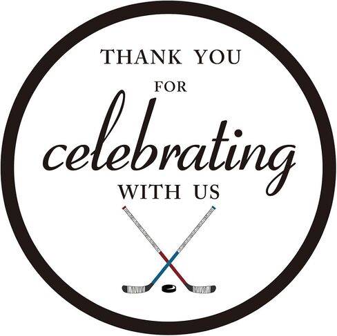ملصقات MAGJUCHE Hockey Thanks You، ملصقات لاصقة لعيد ميلاد الطفل، هدايا، ديكورات، دائرية 5 سم، 40 عبوة in Saudi Arabia