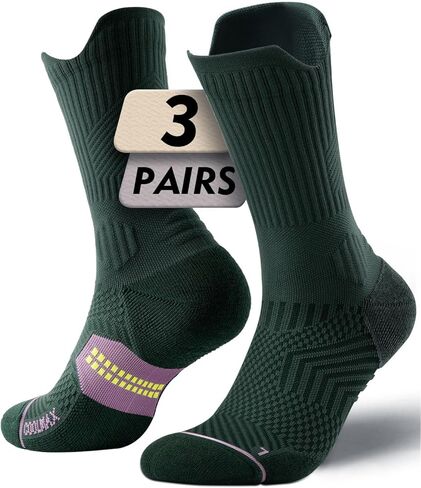 Bamboo Viscose Compression Running Crew Socks, Moisture Wicking Anti-Blister Hiking Athletic Cycling Gym Socks (US, Alpha, Medium, Regular, Regular, Storm Teal) in Kuwait