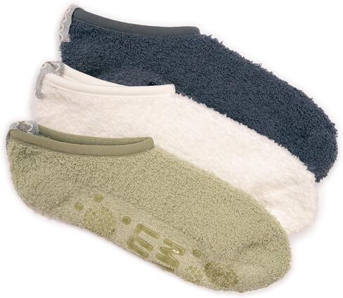 MUK LUKS Women's 3 Pack Low Cut Cozy Socks-Grippers, Multi, OS in Saudi Arabia