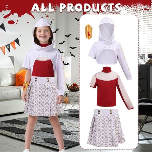 4PCS Girls Nova Zombies 4 Costume, Cheerleader Dance Dress with Mesh Top Skirt Bracelet Halloween Cosplay Outfit For Kids in Saudi Arabia