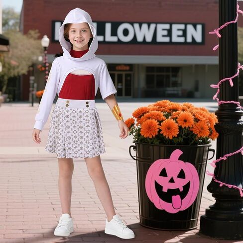 4PCS Girls Nova Zombies 4 Costume, Cheerleader Dance Dress with Mesh Top Skirt Bracelet Halloween Cosplay Outfit For Kids in Saudi Arabia