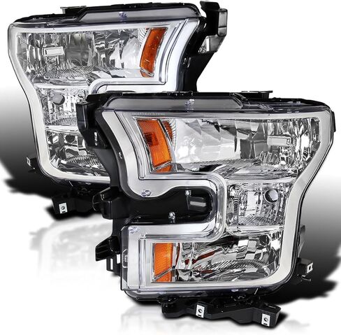 SPEC-D ضبط المصابيح الأمامية للدخان الكروم المتوافقة مع 2015-2017 Ford F150 L+R مجموعة مصابيح إضاءة الرأس in Saudi Arabia