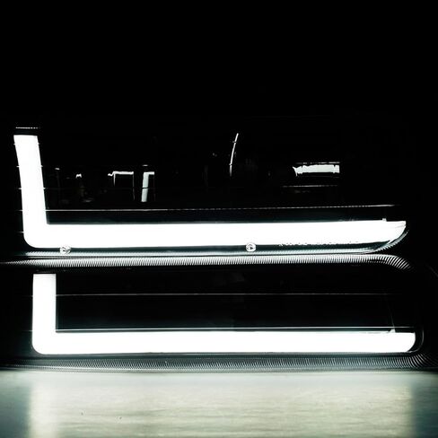 مجموعة المصابيح الأمامية LED DRL، مجموعة المصابيح الأمامية متوافقة مع 1999-2002 تشيفي سيلفرادو 1500 2500/2001 2002 سيلفرادو 1500HD 2500HD 3500HD استبدال المصابيح الأمامية غطاء أسود عاكس كهرماني in Kuwait