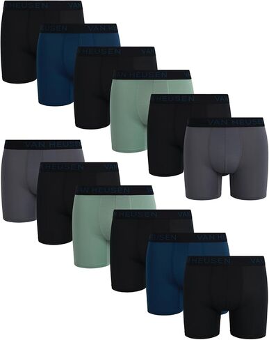 Van Heusen Men's Boxer Briefs - 12 Pack Sport Soft Performance Moisture Wicking Boxers - Breathable Underwear for Men (S-XL) in Saudi Arabia