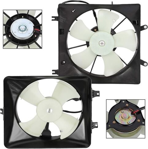 Radiator Cooling Fan Assembly Compatible with 2003-2007 for Honda for Accord 3.0L,Black&White Radiator Fan Direct Fit Replacement for 2PCS Engine Cooling Fan in Saudi Arabia
