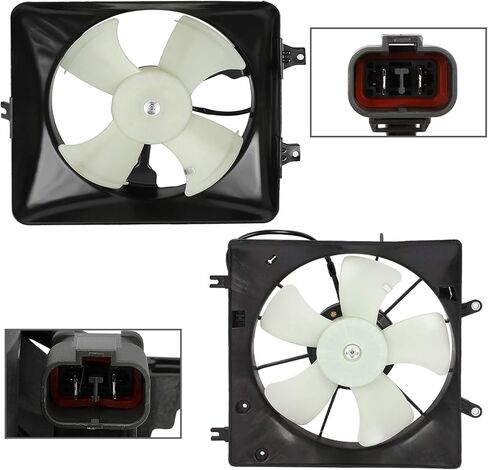 Radiator Cooling Fan Assembly Compatible with 2003-2007 for Honda for Accord 3.0L,Black&White Radiator Fan Direct Fit Replacement for 2PCS Engine Cooling Fan in Saudi Arabia
