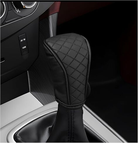 Leather Car Gear Shift Knob Cover, Anti-Slip Comfortable Stick Shift Knob Protective Cover, Breathable Gear Shifter Protector for Sedans Trucks SUVs, Car Accessories (Black) in Saudi Arabia