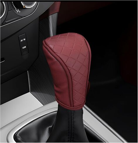 Leather Car Gear Shift Knob Cover, Anti-Slip Comfortable Stick Shift Knob Protective Cover, Breathable Gear Shifter Protector for Sedans Trucks SUVs, Car Accessories (Black) in Saudi Arabia