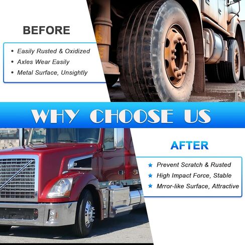 33mm x 4-3/4" Chromed Spike Lug Nuts Covers Thread-On, ABS Chrome Plastic Caps Pointed Screw On Lug Nut Cover for Semi Trucks (20) in Kuwait