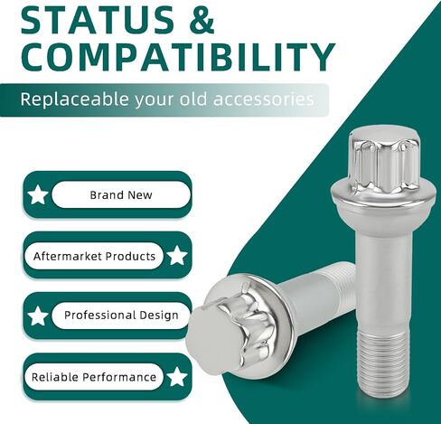 AUTOKAY Wheel Lug Nuts Bolt Stainless Steel Compatible with Mercedes Benz C200 ML500 S550 CL63 ML350 GLK350 CL500 GL450 (Pack of 5) in Kuwait