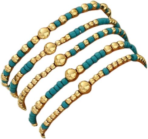 Bohemian Colorful Beaded Stackalbe Bracelet Set Multicolored Stretch Bracelets for Women Multi-layered Boho Wristlets Party Jewelry in Saudi Arabia