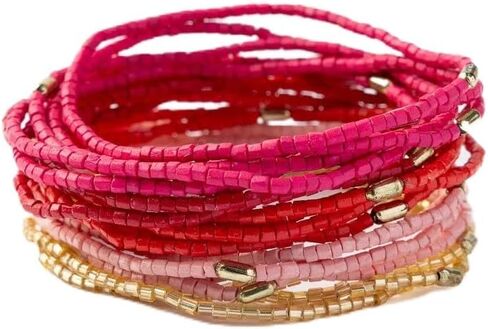 INK + ALLOY Chelsea 18 Strand Luxe Beaded Bracelet Set Pink in Saudi Arabia