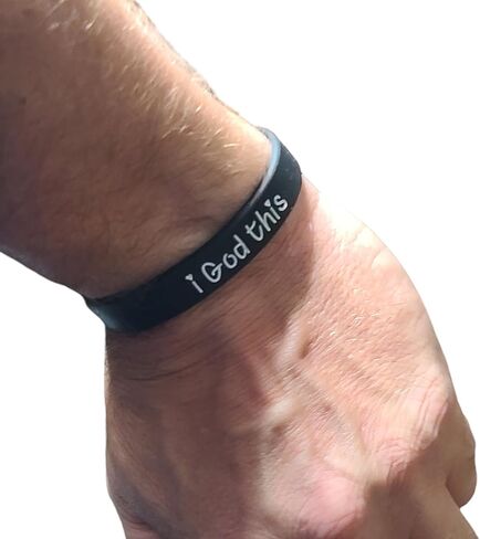 2 Pack i God this bracelet SPIRITUAL CONFIDENCE (black with white lettering) in Saudi Arabia