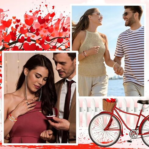 YARIEW أساور عيد الحب للنساء الحب القلب الأحمر مطرز أساور للنساء سوار سحر مرن لهدايا عيد الحب ديكورات المجوهرات in Kuwait