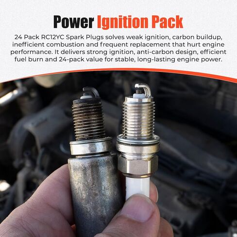 24 Pack RC12YC Spark Plugs Nickel Alloy Compatible with Briggs and Stratton Replaces 491055S 692051 792015 in Kuwait