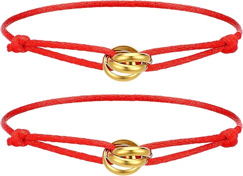 Red String Bracelet,Red Bracelet for Protection with Gold-Toned Interlocking Rings for Family Friends Couples Sisters Gift in Kuwait