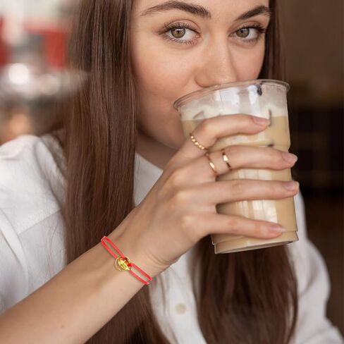 Red String Bracelet,Red Bracelet for Protection with Gold-Toned Interlocking Rings for Family Friends Couples Sisters Gift in Kuwait