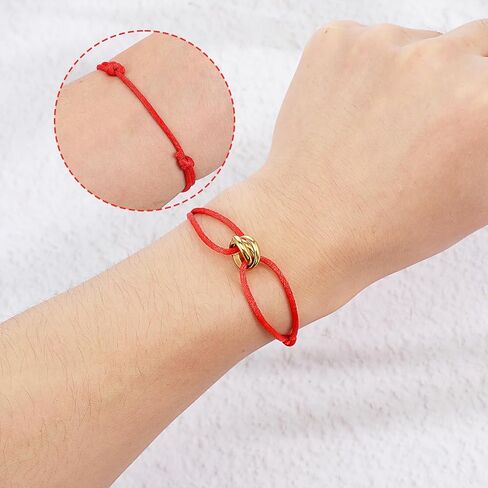 Red String Bracelet,Red Bracelet for Protection with Gold-Toned Interlocking Rings for Family Friends Couples Sisters Gift in Kuwait