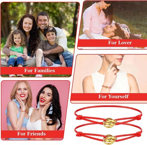 Red String Bracelet,Red Bracelet for Protection with Gold-Toned Interlocking Rings for Family Friends Couples Sisters Gift in Kuwait