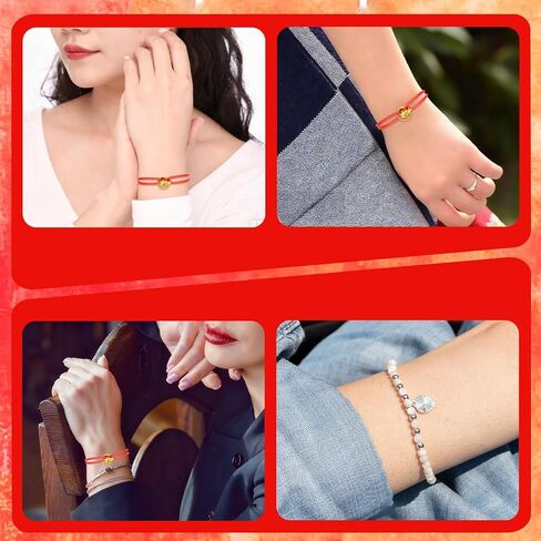 Red String Bracelet,Red Bracelet for Protection with Gold-Toned Interlocking Rings for Family Friends Couples Sisters Gift in Kuwait