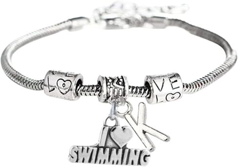Personalized Swim Bracelet, I love Swimming Jewelry - Gift Swimmers and Swim Teams in Kuwait