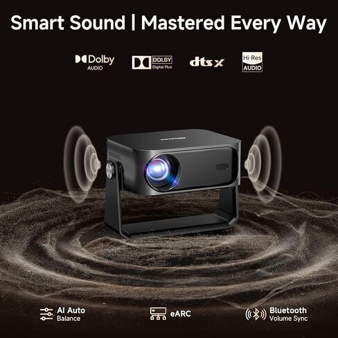 [2000 ANSI/Auto Focus & Keystone/Built-in APP] 4K Outdoor Projector with Wifi and Bluetooth, Smart Portable Projector with Built in Apps YouTube/PrimeVideo & Dolby, Home Theater Projector with HDR10+ in Saudi Arabia