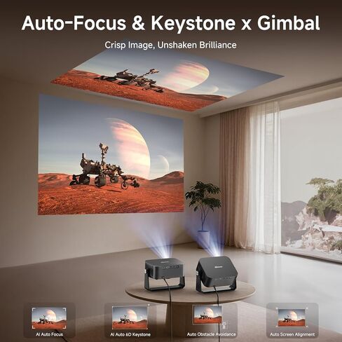 [2000 ANSI/Auto Focus & Keystone/Built-in APP] 4K Outdoor Projector with Wifi and Bluetooth, Smart Portable Projector with Built in Apps YouTube/PrimeVideo & Dolby, Home Theater Projector with HDR10+ in Saudi Arabia