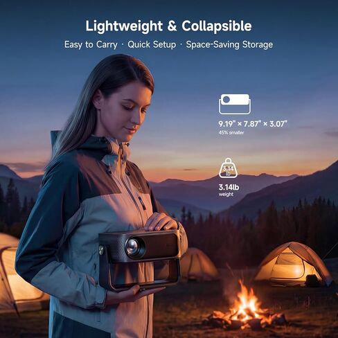 [2000 ANSI/Auto Focus & Keystone/Built-in APP] 4K Outdoor Projector with Wifi and Bluetooth, Smart Portable Projector with Built in Apps YouTube/PrimeVideo & Dolby, Home Theater Projector with HDR10+ in Saudi Arabia