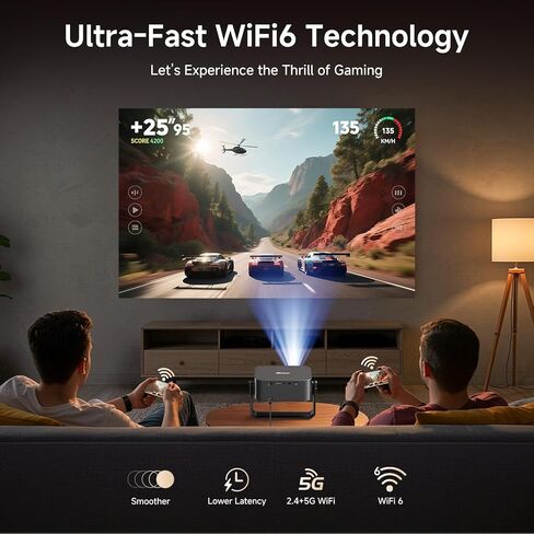 [2000 ANSI/Auto Focus & Keystone/Built-in APP] 4K Outdoor Projector with Wifi and Bluetooth, Smart Portable Projector with Built in Apps YouTube/PrimeVideo & Dolby, Home Theater Projector with HDR10+ in Saudi Arabia