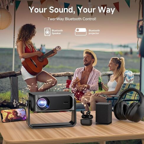 [2000 ANSI/Auto Focus & Keystone/Built-in APP] 4K Outdoor Projector with Wifi and Bluetooth, Smart Portable Projector with Built in Apps YouTube/PrimeVideo & Dolby, Home Theater Projector with HDR10+ in Saudi Arabia