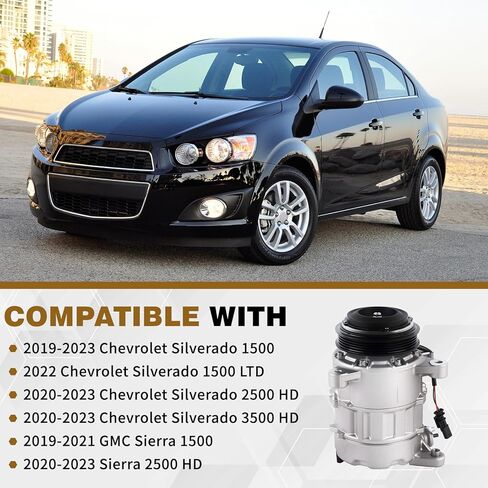 84417409 A/C Compressor with Clutch Used for Chevrolet Chevy Silverado1500 2500/3500 HD 2019-2021 GMC Sierra 1500 2019-2021, Sierra 2500/3500 HD 2020-2021 for 84417410 84877092 168343 in Kuwait