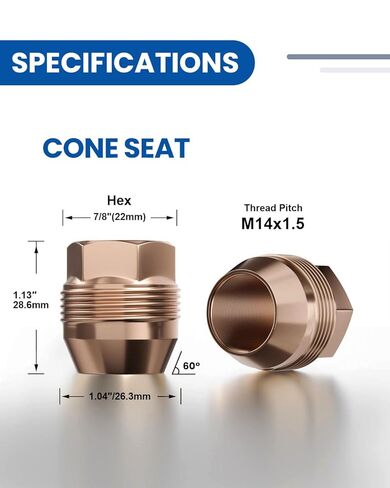 GAsupply 24pcs 14x1.5 Lug Nuts Fit for Express Silverado Sierra 1500 Suburban C1500 K1500 Avalanche, 1.13" Tall 7/8" 22mm Hex, OEM Factory Open End Acorn Lugnuts Replacement for 6 Lug | 5 Lug Wheel in Kuwait