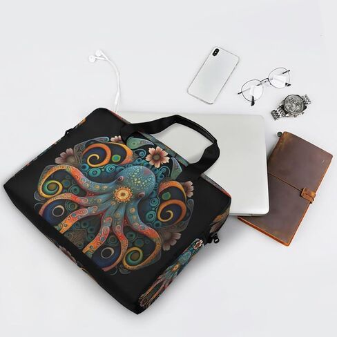 Laptop Bag (Mandala Octopus), Laptop Sleeve Case with Non-Slip Comfortable Shoulder Strap Multi-Pockets Messenger Bag Briefcase Fits 13-16 inch Laptop Computer Tablet in Kuwait