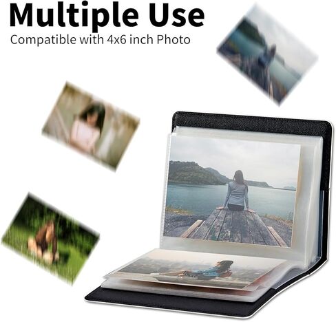 Moonflower Small Photo Album 4x6 inch PU Leather Cover Photo Albums with Elastic Band 120 Photos Inner Transparent Pockets Design for Family Anniversary Wedding Baby Pets in Kuwait