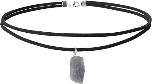 RareLove Black Leather Layering Choker Necklace for Women Natural Labradorite Stone Pendant Gothic Boho Jewelry Healing Crystal Anxiety Necklace in Saudi Arabia