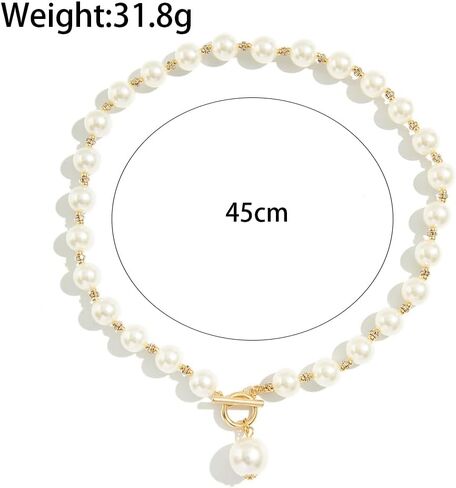 خمر اللؤلؤ مكتنزة قلادة للنساء، الذهب اللؤلؤ الكبير مطرز Ot تبديل بيان قلادة، العصرية الزفاف ضيف اللؤلؤ مجوهرات الملحقات in Kuwait