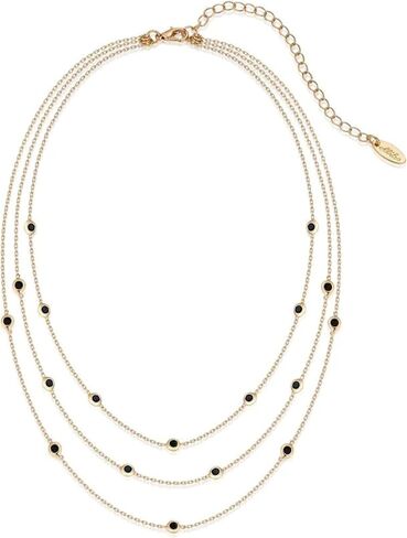 Ettika Choker Necklace For Women. Triple Layered Perfect CZ Crystal Dotted 18k Gold Plated Chain Necklace. Choker, Jewelry in Saudi Arabia