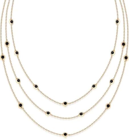 Ettika Choker Necklace For Women. Triple Layered Perfect CZ Crystal Dotted 18k Gold Plated Chain Necklace. Choker, Jewelry in Saudi Arabia