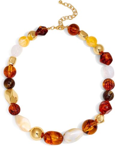 Boho Brown Beads Choker Necklace for Women Trendy Irregular Resin Necklaces Rainbow Bead Choker Neckalce Jewelry in Kuwait