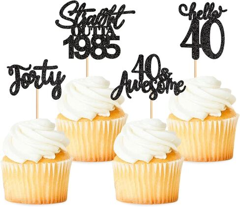 24 Pack 30th Cupcake Toppers Straight Outta 1995 Legend Since 1995 Happy 30th Cheers 30th Forty Cupcake Picks Birthday Party Decoration Supplies | Black 30 in Kuwait