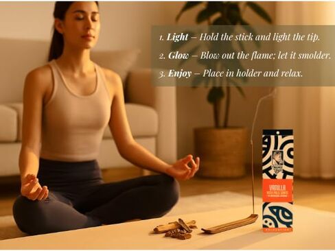 Vanilla with Palo Santo Incense Sticks (14 Mystical Sticks) Relaxation –Comforting, Purifying & Handcrafted Natural Aroma in Saudi Arabia