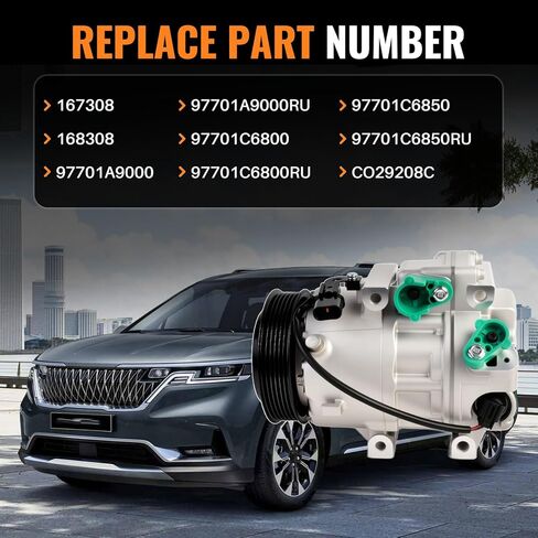 ضاغط مكيف الهواء CO29208C مع قابض متوافق مع Kia Sedona 2015 2016 2017 2018 2019 2020 2021 3.3L استبدال 168308 6513280 7513280 in Kuwait