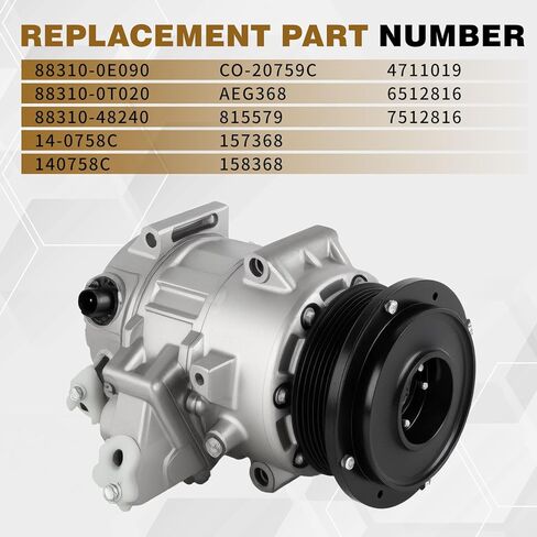 158368 Air Conditioner AC Compressor with Clutch Compatible with Toyota 2009-2016 Venza 2.7L 2009-2013 Highlander 2.7L Replace 815579 4711019 648383 CO-20759C in Kuwait