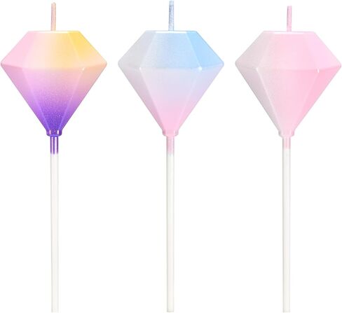 Birthday Candles, Gradient Purple Birthday Candles for Cake, 3PCS Diamond Shaped Candles for Birthday Cake, 4.1" Long Candles for Sweet Birthday Party Decoration in Kuwait