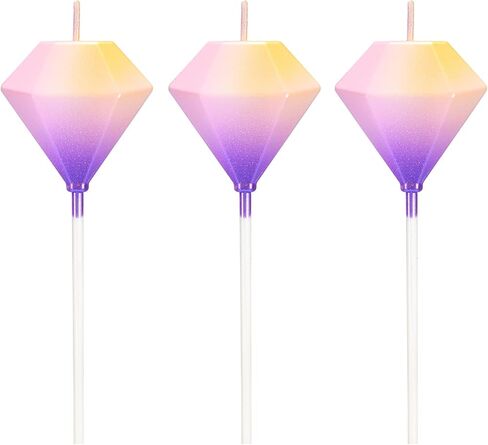 Birthday Candles, Gradient Purple Birthday Candles for Cake, 3PCS Diamond Shaped Candles for Birthday Cake, 4.1" Long Candles for Sweet Birthday Party Decoration in Saudi Arabia