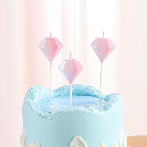 Birthday Candles, Gradient Purple Birthday Candles for Cake, 3PCS Diamond Shaped Candles for Birthday Cake, 4.1" Long Candles for Sweet Birthday Party Decoration in Saudi Arabia
