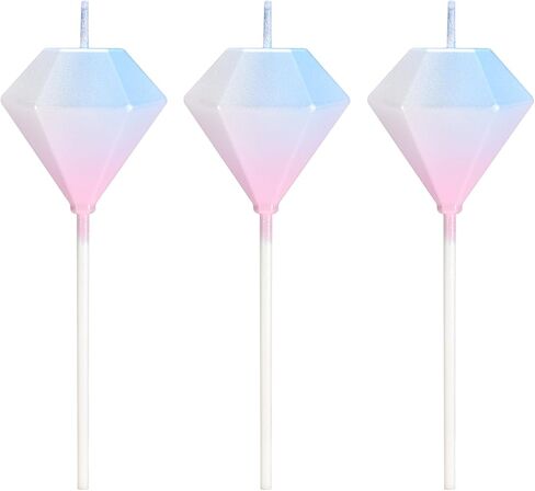Birthday Candles, Gradient Purple Birthday Candles for Cake, 3PCS Diamond Shaped Candles for Birthday Cake, 4.1" Long Candles for Sweet Birthday Party Decoration in Saudi Arabia