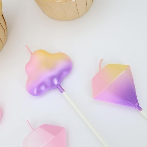 Birthday Candles, Gradient Purple Birthday Candles for Cake, 3PCS Diamond Shaped Candles for Birthday Cake, 4.1" Long Candles for Sweet Birthday Party Decoration in Saudi Arabia