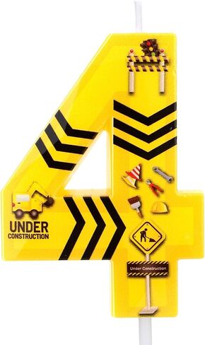 Construction Birthday Candles, Black Striped Happy Birthday Number Candle Yellow and Black Construction Cake Topper Theme Cake Decoration for Boys Girls Party Supplies(Number 2) in Saudi Arabia